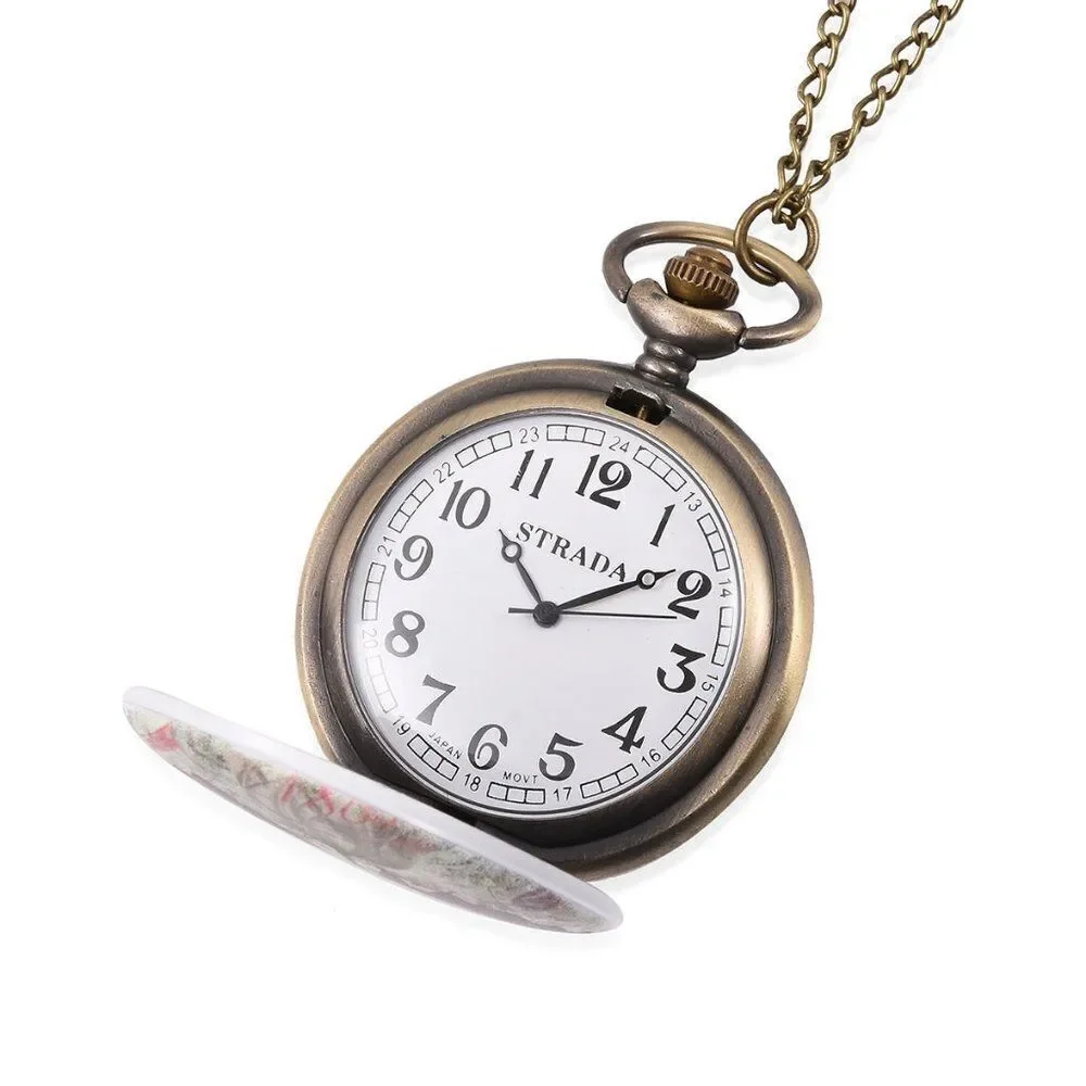STRADA Musèe Tulips Pocket Watch in Brass…